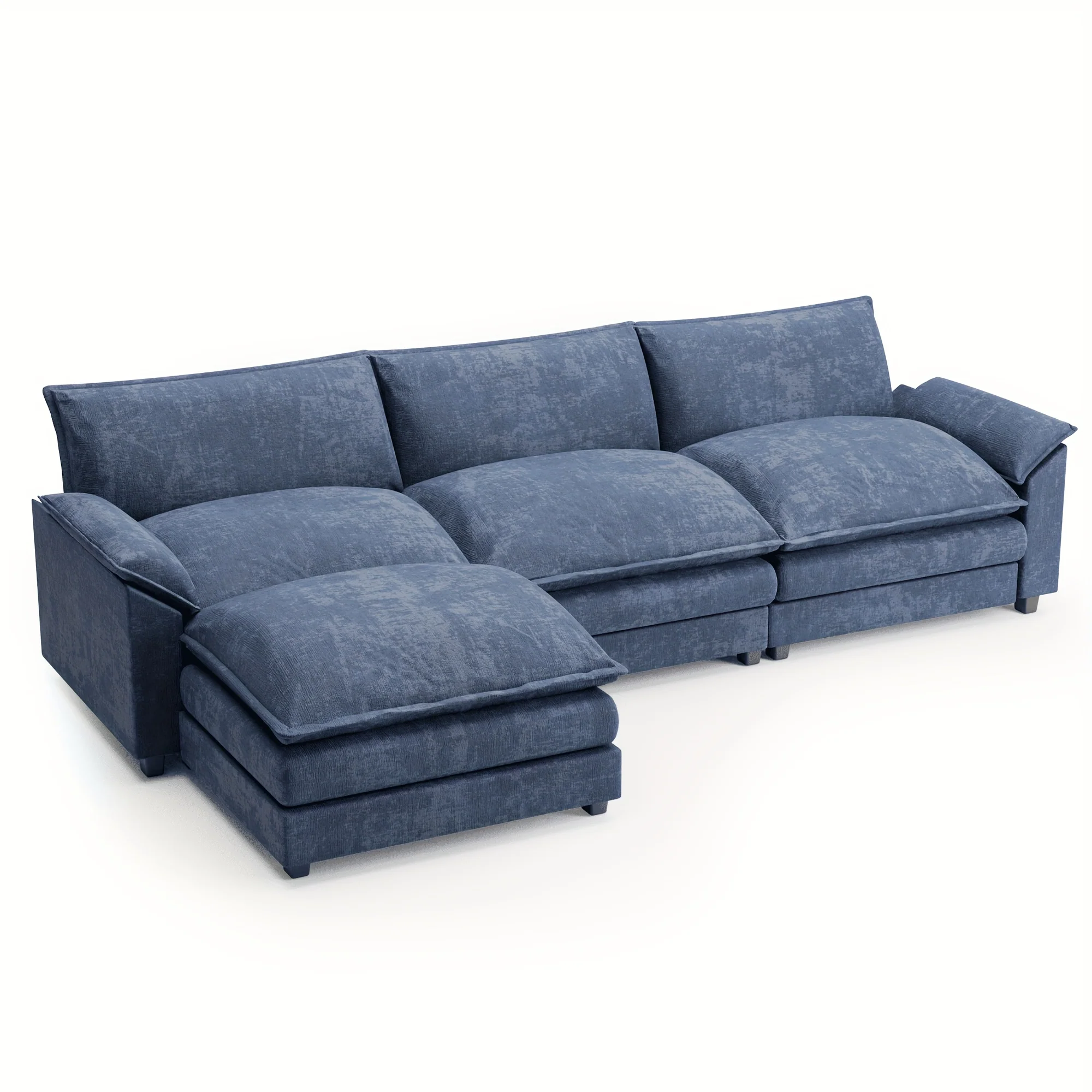 Reversible Toffee 3-seat L-shaped Sectional Sofa with Movable Footrest from Local Warehouse