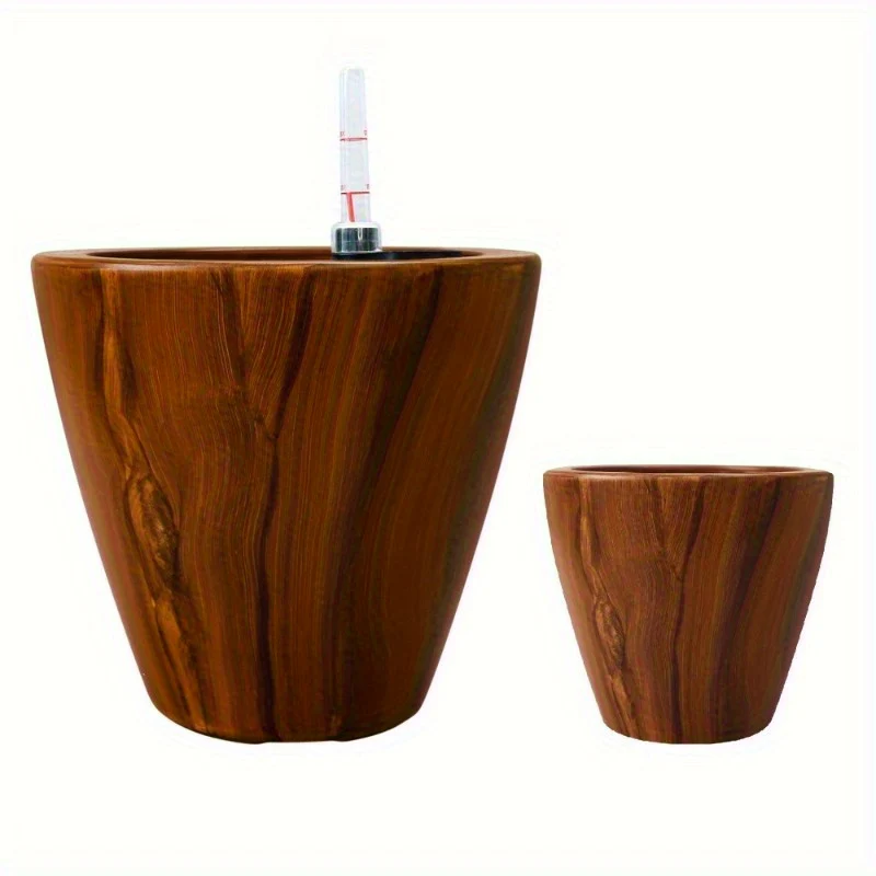 Self-watering Planter Pot | 2-Pack | Plastic | Self-watering | 10 in. | Dark Wood